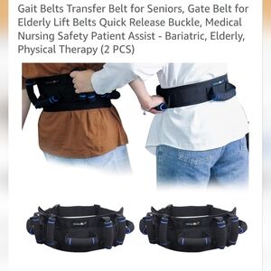 Brand New Black Gait Transfer Belt with Blue Accents